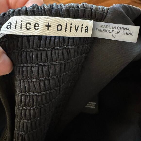 Alice + Olivia Faux Vegan Leather Black Crop Bustier Bronte Top 10 NWOT - Picture 8 of 10
